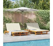 Vidaxl tumbona doble con ruedas y cojín de madera de acacia maciza