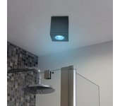 Foco cuadrado lámpara de techo led gu10 6w luz bañera cabina ducha baño ip65 230v color negro rgbw + 6000k