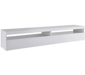 Mueble tv akon, aparador bajo de salón, base para soporte para televisión, 100% made in italy, 200x45h36 cm, blanco brillo