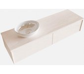 Mondiaz lush 150cm mueble de baño underlayment con 2 cajones. con lavabo izquierda sin orificios blanco brillo