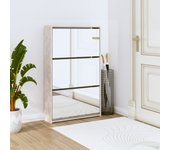 Vidaxl mueble zapatero y espejo 3 niveles gris hormigón 63x17x102,5 cm