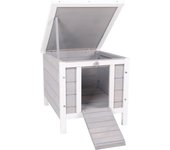 Conejera de madera pawhut madera de abeto gris 42x51x43 cm
