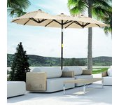 Sombrilla de jardín 285 x 147 cm, sombrilla de mercado con ángulo de inclinación, doble parasol con techo cortavientos para terraza y jardín