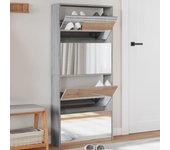 Vidaxl mueble zapatero con espejo 4 niveles gris sonoma 63x17x134 cm