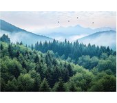 Papier peint 3d montagnes vert forêt intissé panoramique 400x280 cm - colle inclus - moderne papier peint chambre et salon