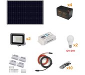 Kit fotovoltaico autónomo 160w - kit con panel solar, controlador de carga, proyector y accesorios de instalación