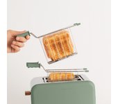 Create - pack toast retro pequeña tostadora para rebanadas anchas + 2 pinzas de rejilla para sándwiches