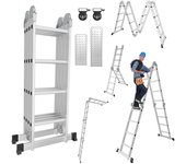 Escalera telescópica nivel 4x4 + rueda + tablero escalera de aluminio escalera extraíble antideslizante escalera extensible extensible
