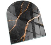 Placa de cristal para chimenea, zócalo protector de chimenea, diseño moderno | 80x70 | rectángulo | mármol elegante con vetas