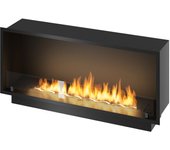 Chimenea de bioetanol empotrada inside black 1200 - negro mate, con cristal, quemador de 4 l, diseño moderno