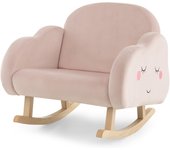Silla mecedora de terciopelo, sillón acolchado de esponja con patas de madera y patines antideslizantes, para niños de 3-5 años, rosa