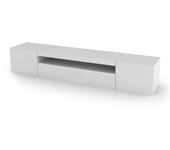 Amore mueble tv, aparador bajo de salón con 3 puertas, base para mueble televisión, 100% made in italy, 200x40h37 cm, blanco brillo, con luz led