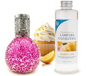 Lámpara catalítica mosaico fucsia + fragancia aroma lemon cake 200 ml - elimina malos olores e impurezas, perfuma y mejora la calidad del aire