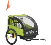 Remolque de bicicleta homcom poliéster, acero verde 140x88x90 cm
