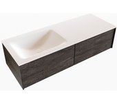 Mondiaz lush 120cm mueble de baño color dark brown con 2 cajones. con lavabo cloud izquierda 1 orificio color talc
