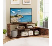 Soporte para tv hasta 55'' mesa consola asimétrica 3 estantes gabinete centro entretenimiento marrón