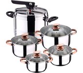 San ignacio batería de cocina 8 piezas duna con olla a presión 7l en acero apta inducción