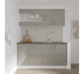 Set cocina haaus karo v8, gris brillante/blanco, mdf, encimera thermo 28 mm, l 160 cm