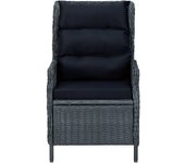 Sillón reclinable de jardín cojines ratán sintético gris oscuro