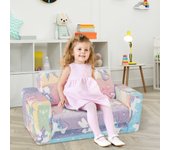 Sillón infantil 2 en 1 con respaldo abatible sofá convertible para niños con funda de tela extraíble colorido 51x80x42 cm