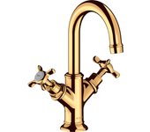Hansgrohe axor montreux mezclador de lavabo de 2 manijas 160, juego de desagüe, para lavabo manual, 16505990, color: polished gold optic