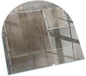 Placa de cristal para chimenea, zócalo protector de chimenea, diseño moderno | 100x100 | semicírculo | patrón de hoja perforada