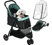 Cochecito para perros pawhut acero, tela oxford verde 80.5x51.5x100 cm