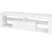 Mesa de tv módulo bajo de televisión tablero madera blanca aparador 141x51x35cm
