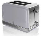 Retro tostadora pan ranura ancha 2 rebanadas, regulador nivel de tostado, descongelación, swan, gris, st19010grn 800