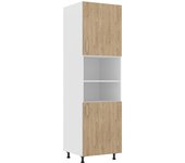 Mueble columna haaus karo, 2 puertas, con espacio para horno, madera natural/blanco, 60 x 57 x 210 cm