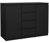 Aparador angelika, aparador de salón, despensa de cocina, 121x50 h91 cm, negro