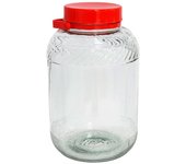 Tarro de cristal cilíndrico con tapa roja y asa muy resistente, garrafa de vidrio, botella de cristal multiusos 12 litros, 39 x 23 cm