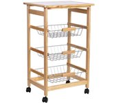 Carro de cocina de madera 47x37x79h cm