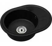 Fregadero cocina negro 37,5x37,5cm, fregadero granito 1 seno + sifón
