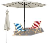 Sombrilla - sombrilla de jardín, sombrilla de terraza, sombrilla de balcón - 350 cm beige, sombrilla hawaiana, sombrilla de exterior