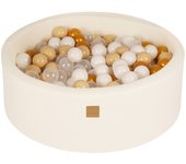 Meowbaby piscina de bolas, round seca para niños, boucle, blanco : dorado/beige/blanco/transparente, 200 pcs, 90x30cm