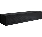 Mueble tv con patas 2 cm | mueble de televisión | mueble de salón | 1 puerta 3 compartimentos | 160x32x40cm | modelo luke h2 | negro acabado en brillo
