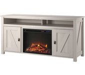 Farmington|mueble bajo con chimenea eléctrica en tablero de partículas blanco