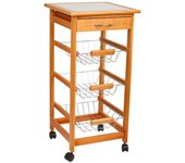 Carro de cocina de madera marrón 37x37x76