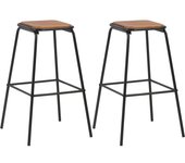 Juego de dos taburetes de bar de diseño silla asiento negro madera maciza de pino acero 1202081
