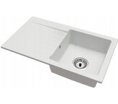 Fregadero cocina blanco 43,7x75cm, fregadero granito 1 seno + sifón