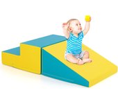 Conjunto de escalada y tobogán infantil, juego de bloques de estructura en espuma, con funda desmontable de cuero impermeable, para interior gateo y