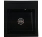 Fregadero cocina negro 52x49cm, fregadero granito 1 seno + sifón