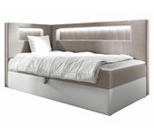 Cama continental baltimore 172, continental, individuales, de color marrón claro, 80x200, tapiz, cuero ecológico, somieres, 92x212x104cm