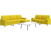 Vidaxl juego de sofá 3 piezas con reposapiés y cojines tela amarillo