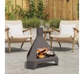 Vidaxl hoguera con chimenea negro 50x43x52 cm acero