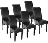 Juego de 6 sillas con patas negras, asiento salón, cocina comedor, elegante diseño cuadrado, negro 08_0000084