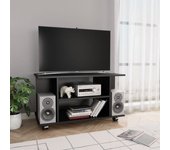 Mueble de tv con ruedas madera contrachapada negro 80x40x40 cm