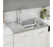 Vidaxl fregadero de cocina con escurridor acero inox 800x500x155 mm