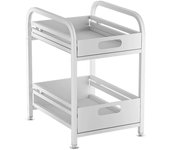 Estante de cocina, almacenamiento bajo fregadero, estante extraíble, cajón de almacenamiento, estante de 2 niveles, 30 × 40 × 44 cm - blanco